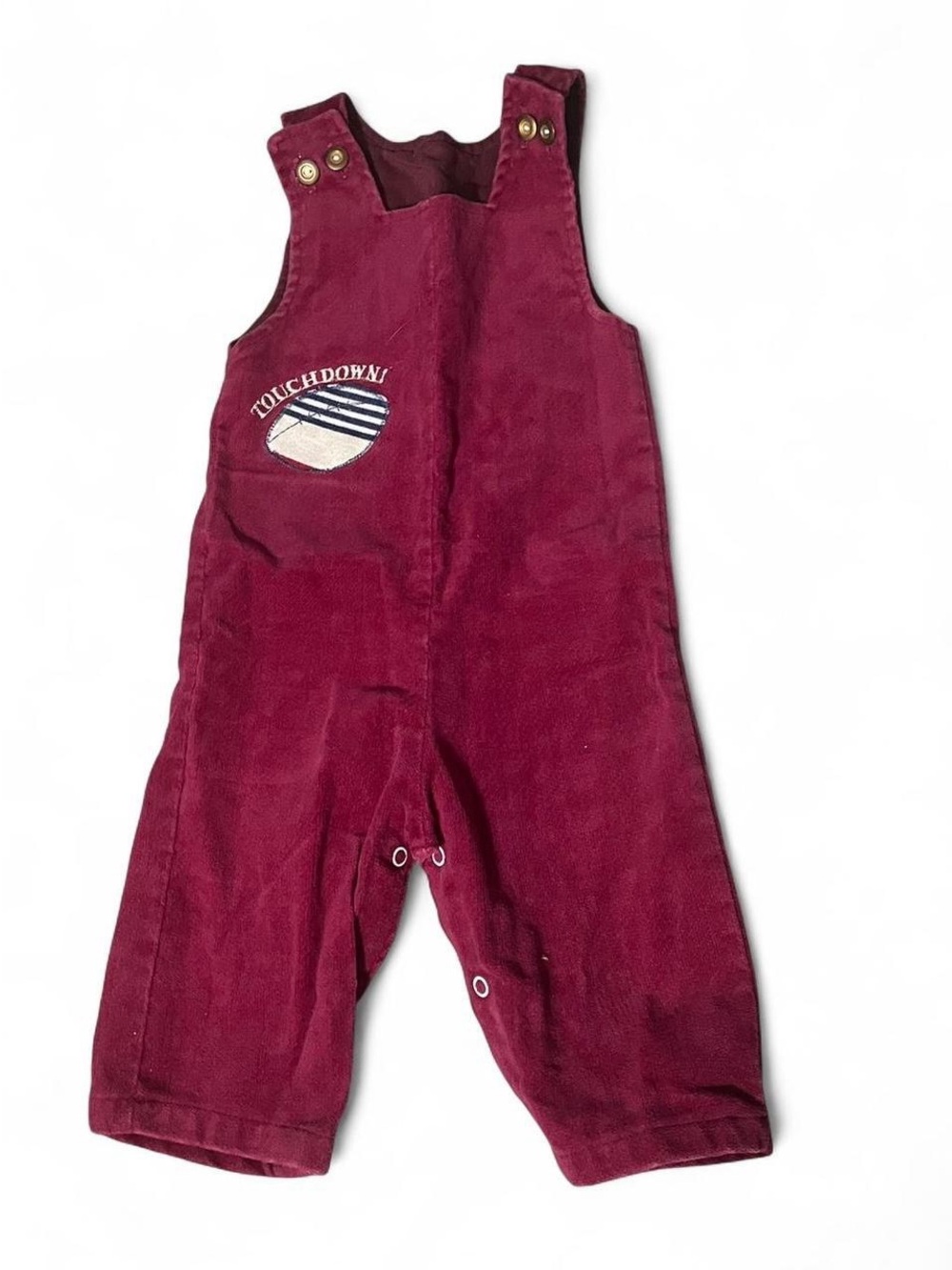 Vintage Kids Burgundy Corduroy Overalls -football